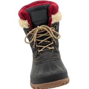 Storm by Cougar Creek Womens 10 Black Red Knit Cuff Waterproof Winter Duck Boots